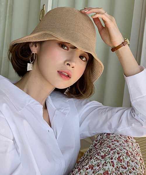 DHOLIC（ディーホリック）の「リネン混ワイヤーバケットハット（ハット・レディース・ホワイト/ブラウン/ベージュ/ピンク/オレンジ/グリーン/ブラック・FREE）」の4枚目の写真