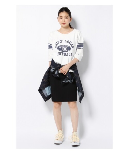 Champion（チャンピオン）の「CHAMPION 3/4スリーブフットボールTシャツ（カットソー・Ｔシャツ・レディース・ホワイト/ネイビー・フリー）」の13枚目の写真