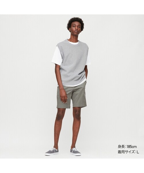 UNIQLO（ユニクロ）の「ストレッチスリムフィットショートパンツ（その他パンツ・メンズ・BEIGE 32/OLIVE 57/BLACK 09/GRAY 07/NAVY 69/NATURAL 30/BLUE 65/PINK 12・L/XS/S/3XL/4XL/XXL/XL/M）」の5枚目の写真