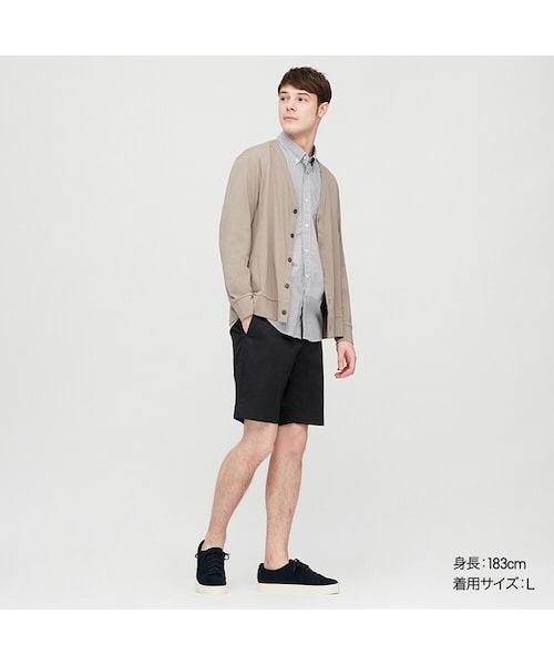 UNIQLO（ユニクロ）の「ストレッチスリムフィットショートパンツ（その他パンツ・メンズ・BEIGE 32/OLIVE 57/BLACK 09/GRAY 07/NAVY 69/NATURAL 30/BLUE 65/PINK 12・L/XS/S/3XL/4XL/XXL/XL/M）」の2枚目の写真