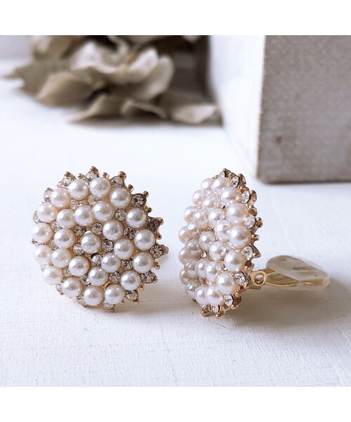 Handmade（ハンドメイド）の「パールビジューイヤリング/ピアス