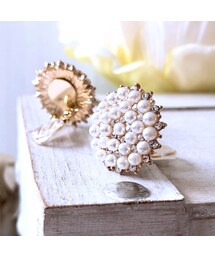 Handmade（ハンドメイド）の「パールビジューイヤリング/ピアス 径約