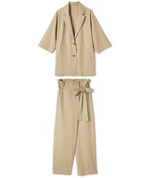 GRL | リネン混ジャケットXラップデザインパンツセットアップ(セットアップ)