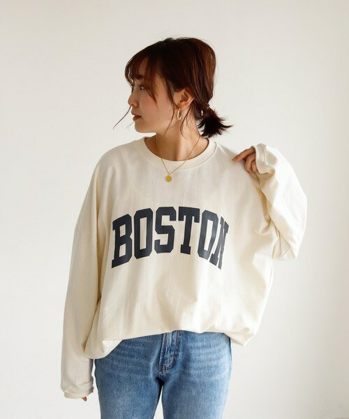 Auntie Rosa Holiday(アンティローザホリデー)の「BOSTON ロゴルーズスウェット(スウェット・レディース・グレー/ホワイト/グリーン/ブルー/パープル・FREE)」の2枚目の写真
