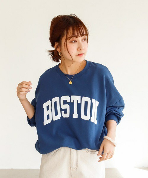 Auntie Rosa Holiday(アンティローザホリデー)の「BOSTON ロゴルーズスウェット(スウェット・レディース・グレー/ホワイト/グリーン/ブルー/パープル・FREE)」の4枚目の写真
