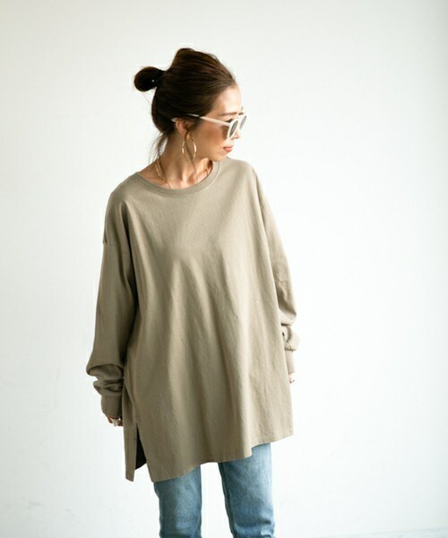 Auntie Rosa Holiday（アンティローザホリデー）の「7ozコットン/ルーズロンT（Tシャツ/カットソー・レディース・ブラック/ホワイト/グレー/ブラウン/ベージュ/レッド・FREE）」の3枚目の写真