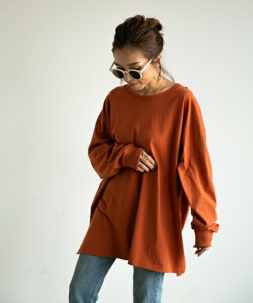 Auntie Rosa Holiday（アンティローザホリデー）の「7ozコットン/ルーズロンT（Tシャツ/カットソー・レディース・ブラック/ホワイト/グレー/ブラウン/ベージュ/レッド・FREE）」の6枚目の写真