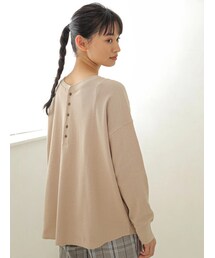 E hyphen world gallery | ミリタリーワッフルバックボタンプルオーバー(トップス)