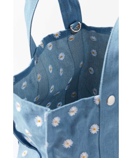 URBAN OUTFITTERS（アーバンアウトフィッターズ）の「Urban Outfitters UO Embroidered Canvas Tote Bag（トートバッグ・レディース・Green/Blue・One Size）」の6枚目の写真