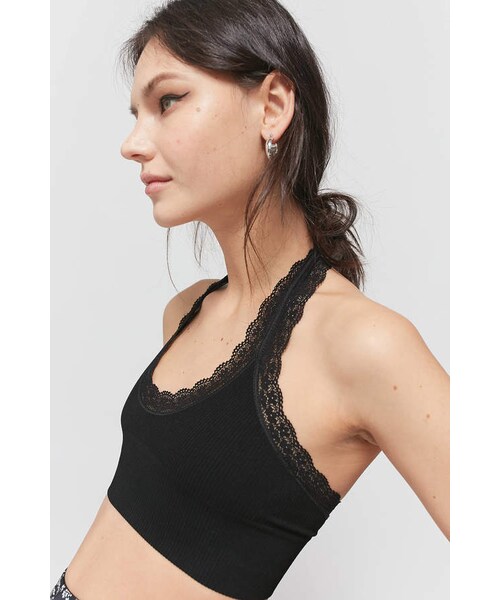 Out From Under Harmony Seamless Lace Trim Halter Bra Top