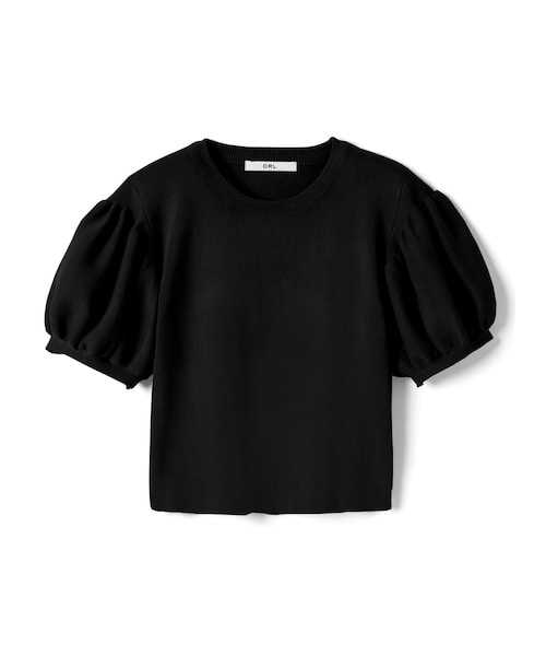 GRL（グレイル）の「パフスリーブニットトップス（ニット/セーター・レディース・ブルー/ブラック・M）」の2枚目の写真