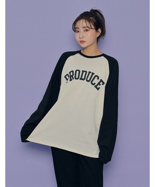 HOTPING（ホッピン）の「PRODUCEプリントラグランTシャツ（Tシャツ/カットソー・レディース・Brown/Black/Green・フリーサイズ）」の2枚目の写真