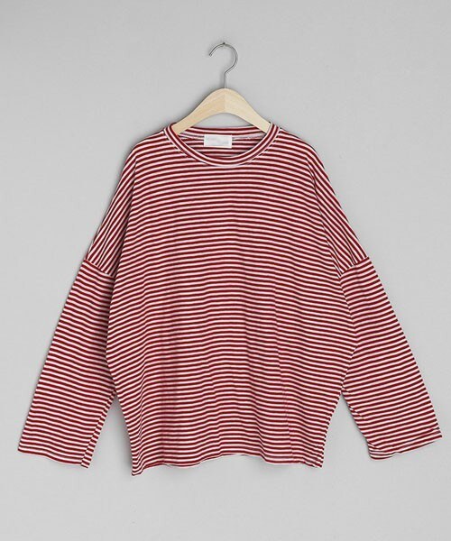 DHOLIC（ディーホリック）の「ボクシーボーダーTシャツ（Tシャツ/カットソー・レディース・ブルー/レッド/ブラック・FREE）」の3枚目の写真