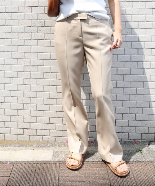 Deuxieme Classe スリムフレアパンツ(アサ) 34 ベージュ 麻 Deuxieme Classe(ドゥーズィエムクラス)の「スリムフレアパンツ