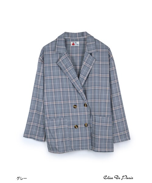 paravion（パラビオン）の「K/チェックWジャケット（ジャケット/アウター・レディース・グレー/ベージュ・ONE）」の5枚目の写真