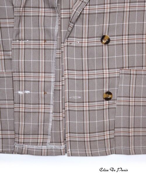 paravion（パラビオン）の「K/チェックWジャケット（ジャケット/アウター・レディース・グレー/ベージュ・ONE）」の4枚目の写真