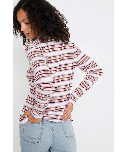 URBAN OUTFITTERS(アーバンアウトフィッターズ)の「Urban Outfitters UO Striped Mock Neck Top(トップス・レディース・Purple・XS)」の2枚目の写真