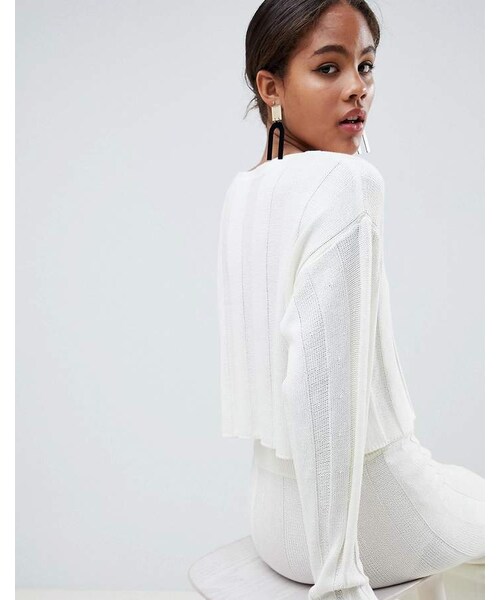 Wide Rib Sweater Asos Asos(エイソス)の「Asos Tall ASOS DESIGN Tall two-piece sweater with v neck in ...