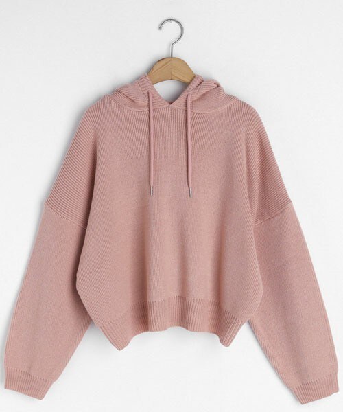 DHOLIC（ディーホリック）の「2TYPEフードニット（ニット/セーター・レディース・ベージュ/ブルー/ピンク/その他・FREE）」の3枚目の写真