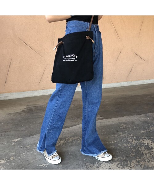 copine(コピン)の「再々入荷!裾スリット入り!オーガニックソフトフレアデニムパンツ(2color)【クリックポスト対象商品】(デニムパンツ・レディース・その他)」の5枚目の写真