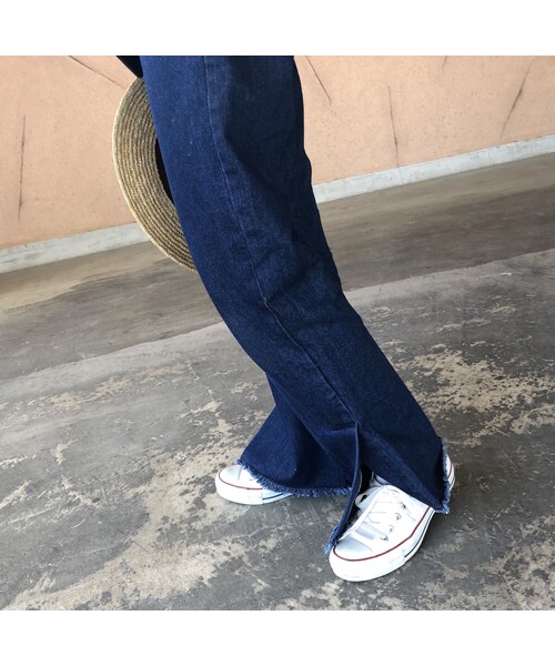 copine(コピン)の「再々入荷!裾スリット入り!オーガニックソフトフレアデニムパンツ(2color)【クリックポスト対象商品】(デニムパンツ・レディース・その他)」の9枚目の写真