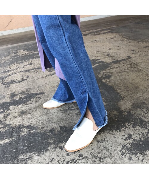 copine(コピン)の「再々入荷!裾スリット入り!オーガニックソフトフレアデニムパンツ(2color)【クリックポスト対象商品】(デニムパンツ・レディース・その他)」の6枚目の写真
