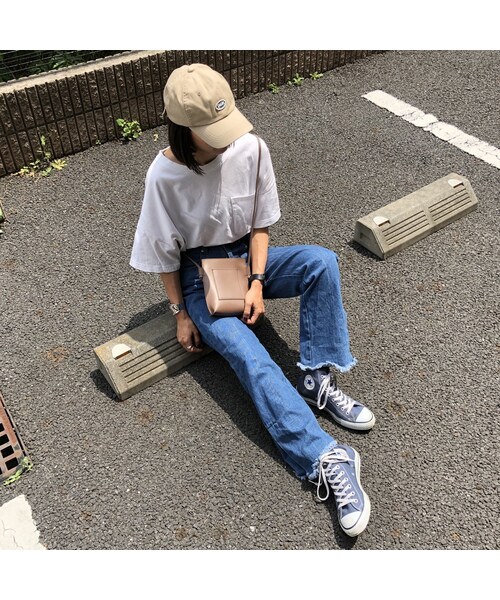 copine(コピン)の「再々入荷!裾スリット入り!オーガニックソフトフレアデニムパンツ(2color)【クリックポスト対象商品】(デニムパンツ・レディース・その他)」の2枚目の写真