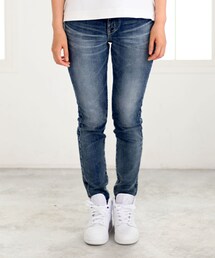 RE:LORE | Women Slim-fit Tapered Hyper Stretch Denim Jeans Mid Blue 19F-225(デニムパンツ)