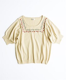 paravion | 小花刺繍スクエアニットプルオーバー(トップス)