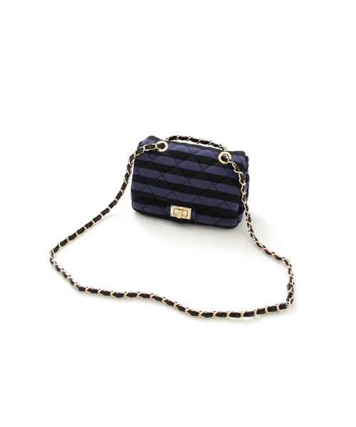 URBAN RESEARCH DOORS(アーバンリサーチドアーズ)の「ボーダーキルティングショルダーバック(バッグ・レディース・GREY/IVORY/PURPLE・one)」の5枚目の写真