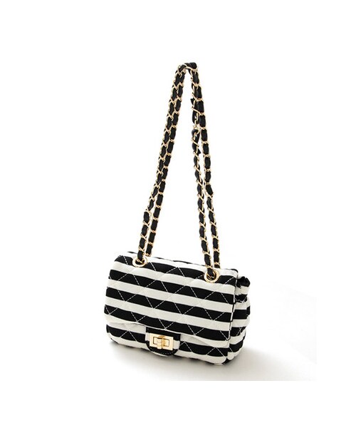 URBAN RESEARCH DOORS(アーバンリサーチドアーズ)の「ボーダーキルティングショルダーバック(バッグ・レディース・GREY/IVORY/PURPLE・one)」の3枚目の写真