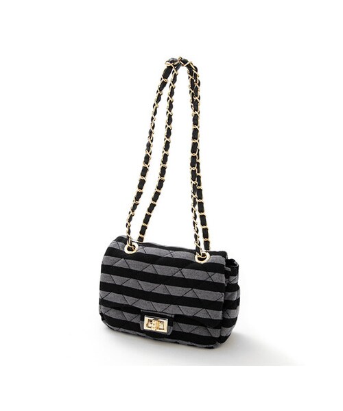 URBAN RESEARCH DOORS(アーバンリサーチドアーズ)の「ボーダーキルティングショルダーバック(バッグ・レディース・GREY/IVORY/PURPLE・one)」の2枚目の写真