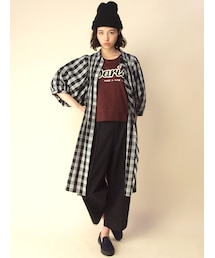 w closet | 【A/W】先染めチェックボリューム袖シャツワンピース(ワンピース/ドレス)