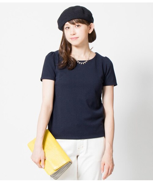 ROPE' PICNIC(ロペピクニック)の「【WEB限定サイズ40】ラメリップルボーダープルオーバー(トップス・レディース・キナリ/ネイビー/ピンク・38/40)」の4枚目の写真