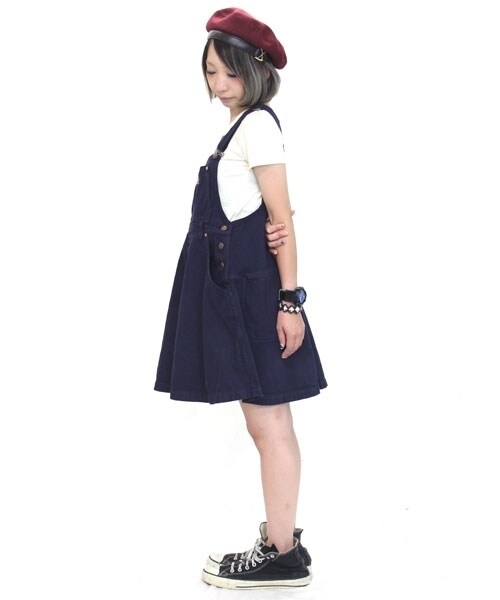 RNA（アールエヌエー）の「カラーワークフレアージャンスカ（オールインワン・サロペット・レディース・ベージュ/ネイビー/ダークグリーン・M）」の4枚目の写真