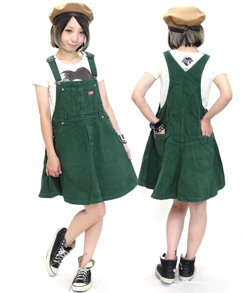 RNA（アールエヌエー）の「カラーワークフレアージャンスカ（オールインワン・サロペット・レディース・ベージュ/ネイビー/ダークグリーン・M）」の3枚目の写真