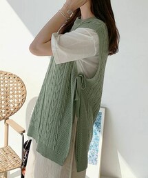 DHOLIC | リボンケーブルニットベスト(ベスト)