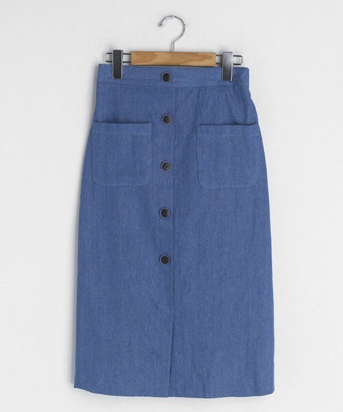DHOLIC（ディーホリック）の「ポケットボタンデニムスカート（デニムスカート・レディース・ブルー/その他・FREE）」の2枚目の写真