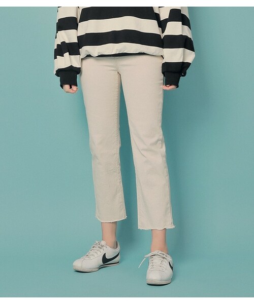 HOTPING（ホッピン）の「[CHOA]8.8分丈ストレートコットンパンツ（その他パンツ・レディース・Black/Beige/White・S/M/L/XL/2XL/3XL）」の3枚目の写真