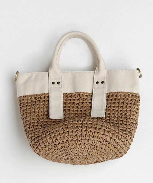 DHOLIC（ディーホリック）の「2WAYラタン調配色バッグ（かごバッグ・レディース・ホワイト/ベージュ・FREE）」の2枚目の写真