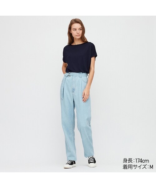 UNIQLO（ユニクロ）の「ドレープクルーネックT（半袖）（Tシャツ/カットソー・レディース・BEIGE 31/BLUE 66/NAVY 69/GREEN 51/OLIVE 56/WHITE 00/BLACK 09/PINK 12/NATURAL 30・3XL/S/XXL/XL/M/XS/L）」の8枚目の写真