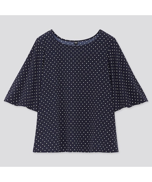 UNIQLO（ユニクロ）の「Joy of PrintクレープジャージーT（5分袖）（Tシャツ/カットソー・レディース・BLACK 09/NAVY 69/OFF WHITE 01・XL/XS/L/M/S/XXL/3XL）」の3枚目の写真