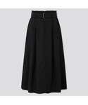 ユニクロ | ベルテッドリネンレーヨンロングスカート （丈短め79.5~83.5cm)(裙子)