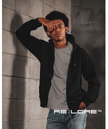 RE:LORE | Raglan Zip Hooded Sweatshirt BLK　19S-104(パーカー)