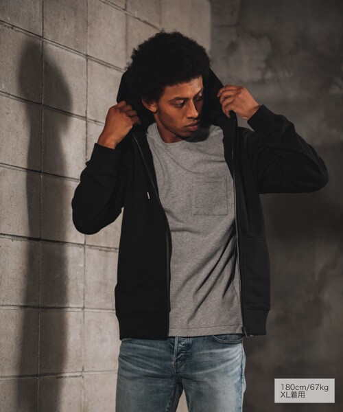 RE:LORE（リロア）の「Raglan Zip Hooded Sweatshirt BLK　19S-104（パーカー・メンズ・その他）」の2枚目の写真