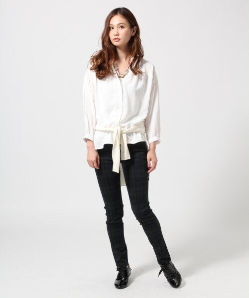 GLOBAL WORK（グローバルワーク）の「ガラスリムパンツ１４ＦＷ（パンツ・レディース・千鳥01/ブラック×ネイビーギンガム87/ブラックウォッチ88・Ｓ/Ｍ/Ｌ/ＸＬ）」の6枚目の写真