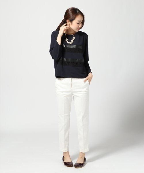 GLOBAL WORK(グローバルワーク)の「ムジガラトラウザー14FW(パンツ・レディース・ホワイト無地05/ボルドーチェック38/ネイビー無地88/ネイビーチェック89・S/M/L)」の5枚目の写真