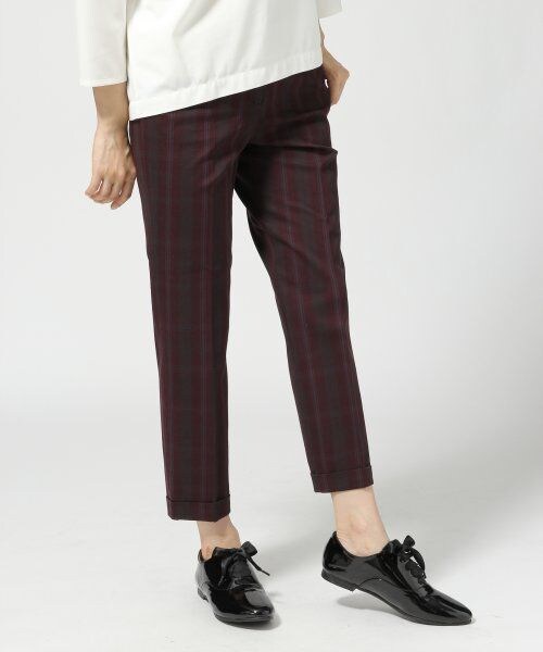 GLOBAL WORK(グローバルワーク)の「ムジガラトラウザー14FW(パンツ・レディース・ホワイト無地05/ボルドーチェック38/ネイビー無地88/ネイビーチェック89・S/M/L)」の2枚目の写真