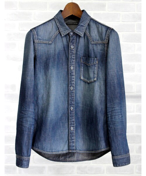 LOUNGE LIZARD（ラウンジリザード）の「6.5oz USED加工デニムシャツ 