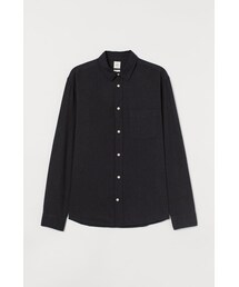 H&M | H&M - レギュラーフィット リネンブレンドシャツ - ブラック(シャツ/ブラウス)